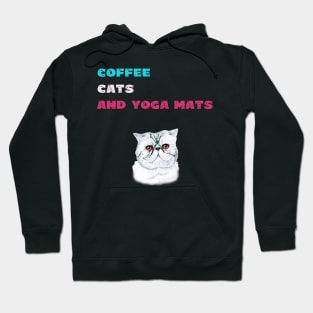 Coffee cats and yoga mats funny yoga and cat drawing Hoodie